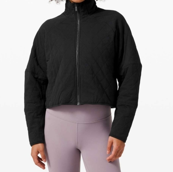Lululemon Black Quilted Calm Jacket Size 6 Soft Cotton Athleisure Active Cozy - Picture 16 of 16